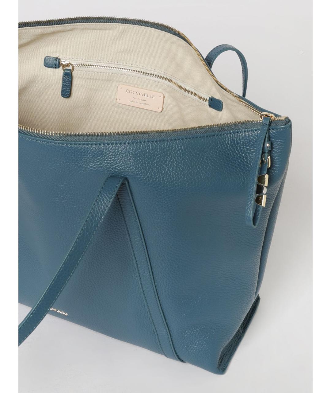 COCCINELLE Синяя кожаная сумка тоут, фото 3