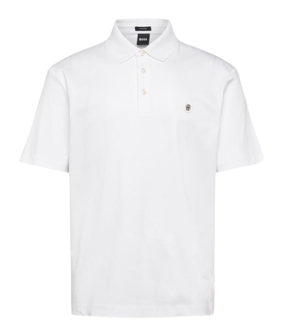 HUGO BOSS Белое хлопковое поло с коротким рукавом, фото 1