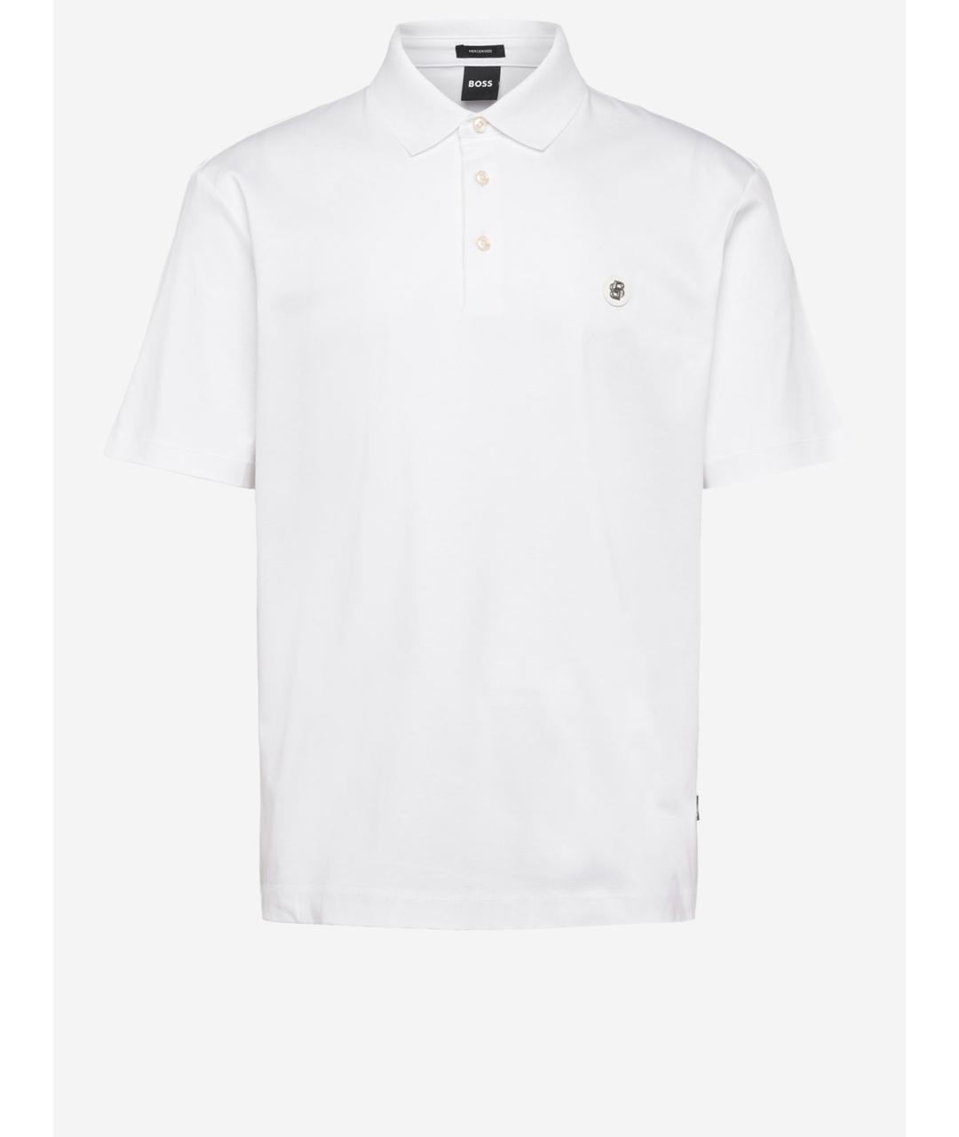 HUGO BOSS Белое хлопковое поло с коротким рукавом, фото 4