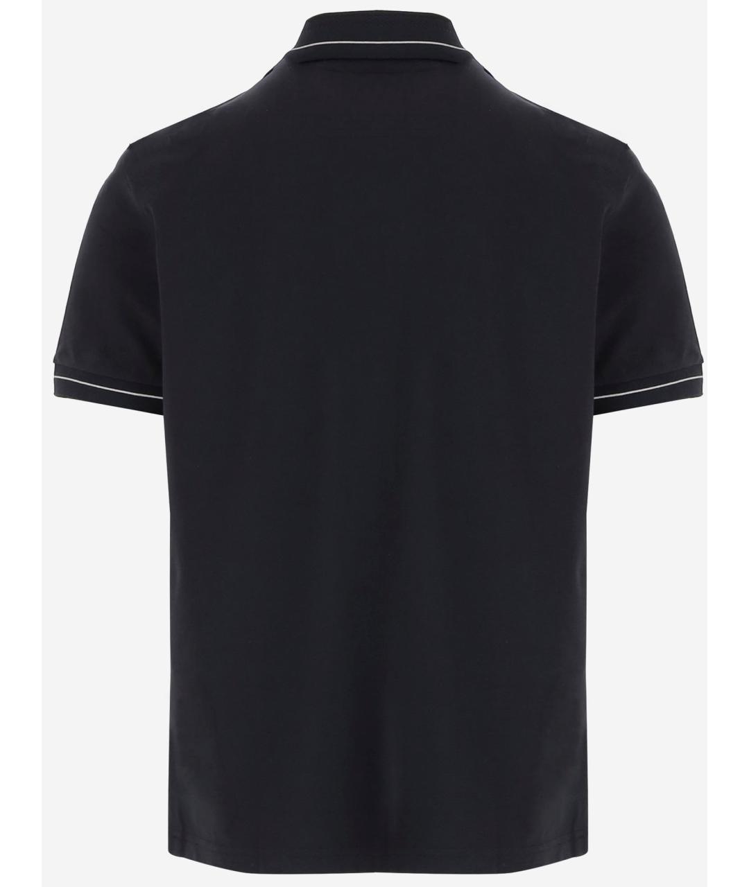 HUGO BOSS Темно-синее хлопко-эластановое поло с коротким рукавом, фото 2