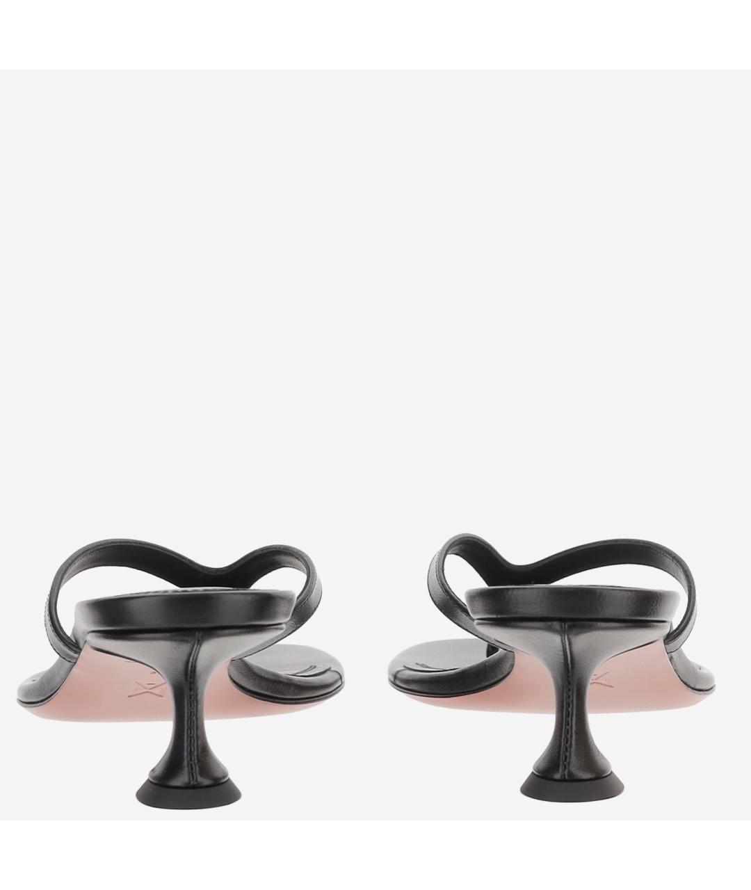 Amina Muaddi Черные кожаные мюли, фото 4