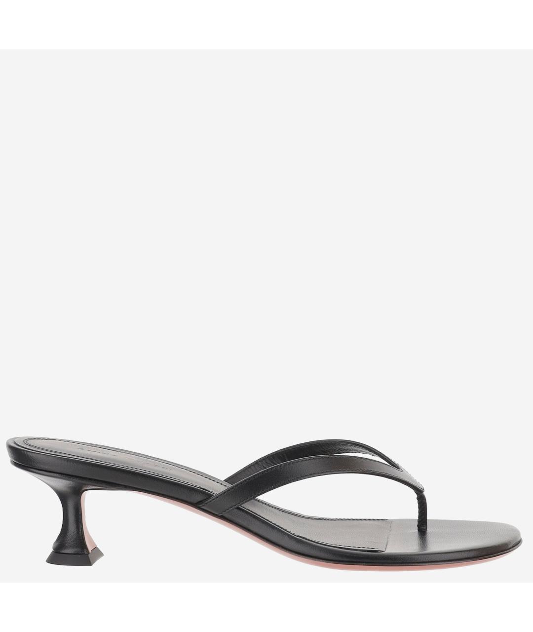 Amina Muaddi Черные кожаные мюли, фото 6