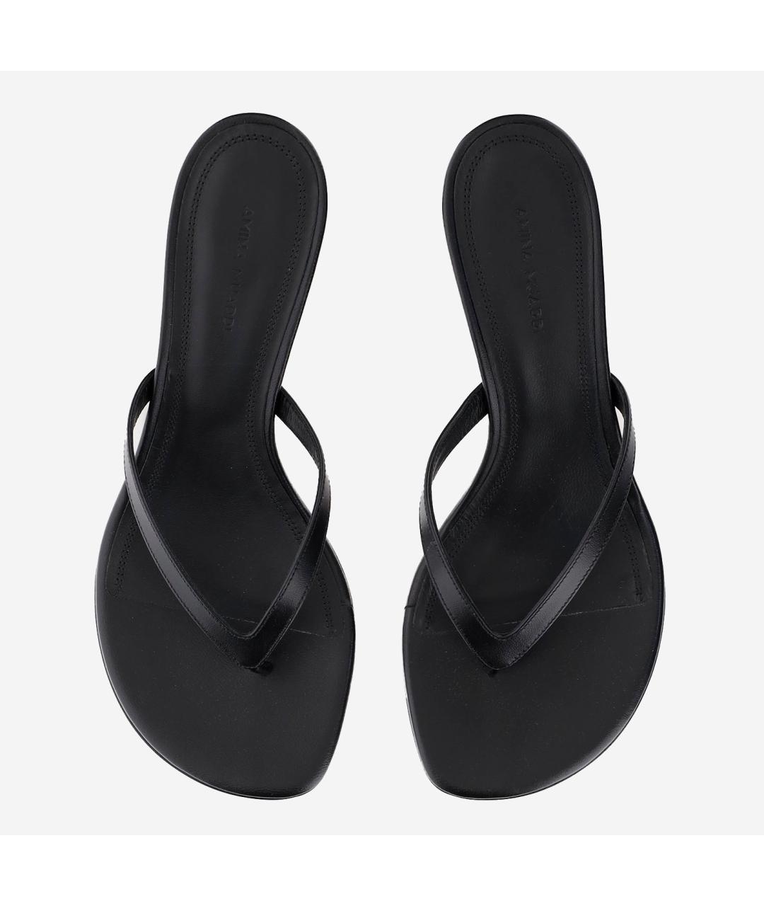 Amina Muaddi Черные кожаные мюли, фото 2