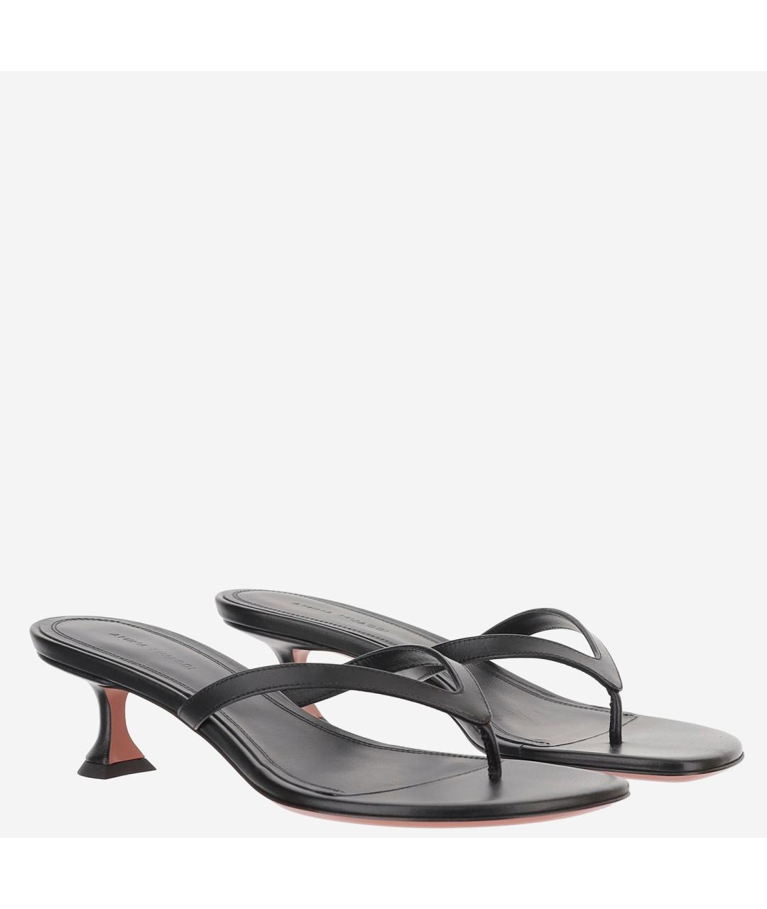 Amina Muaddi Черные кожаные мюли, фото 3