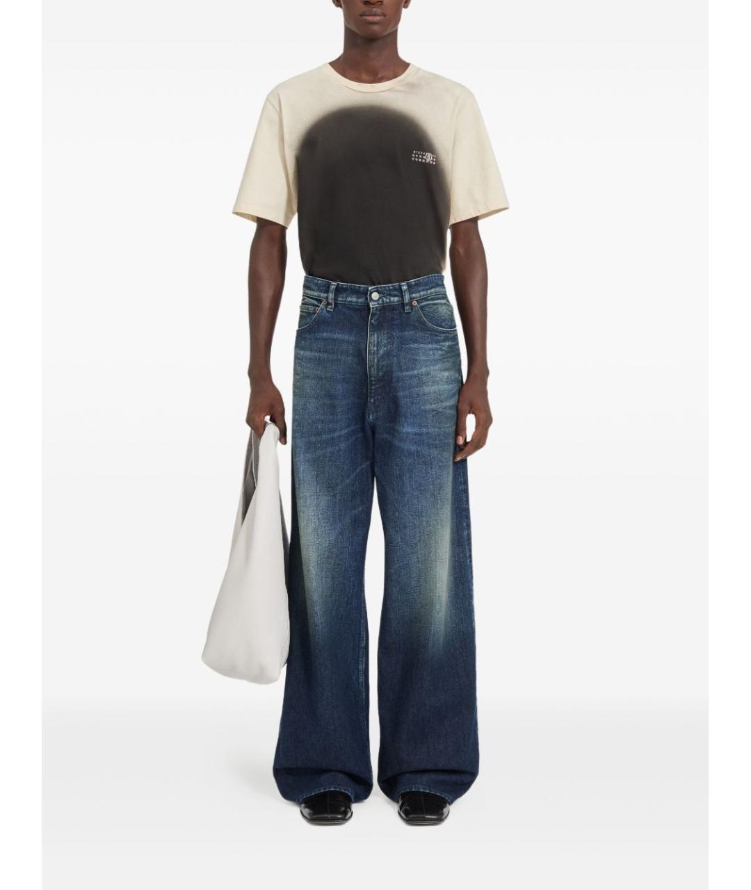 MM6 MAISON MARGIELA Синие хлопковые прямые джинсы, фото 3