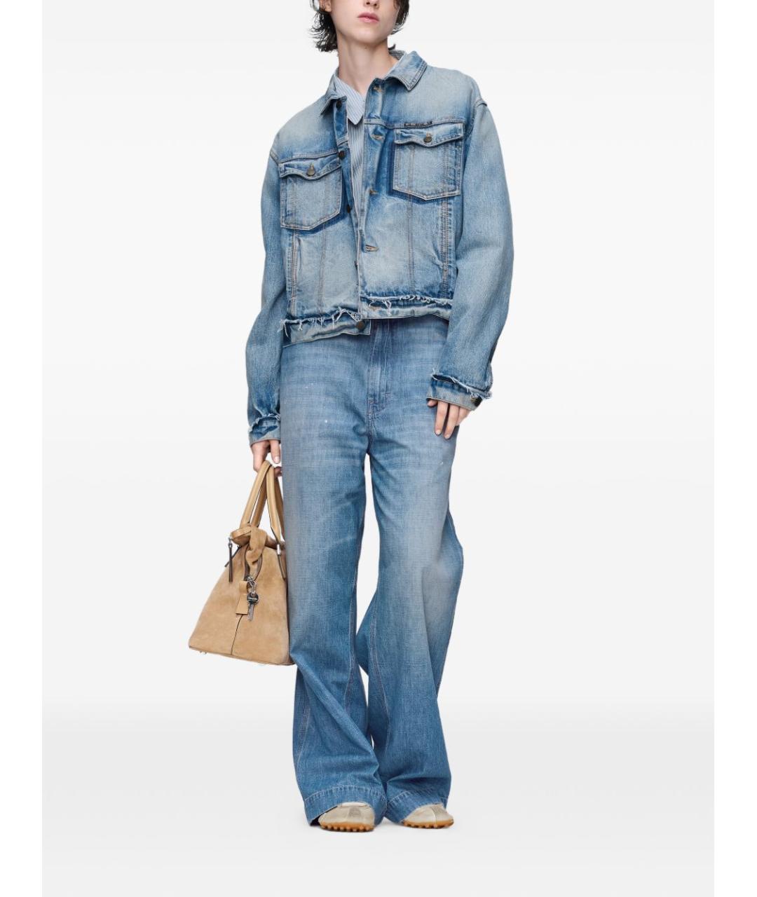 MAISON MARGIELA Синие хлопковые прямые джинсы, фото 4