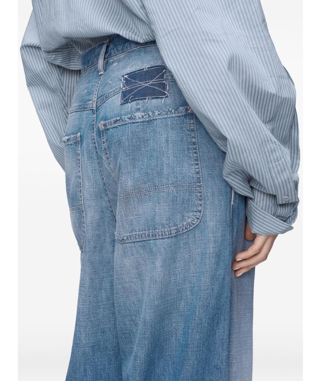 MAISON MARGIELA Синие хлопковые прямые джинсы, фото 5