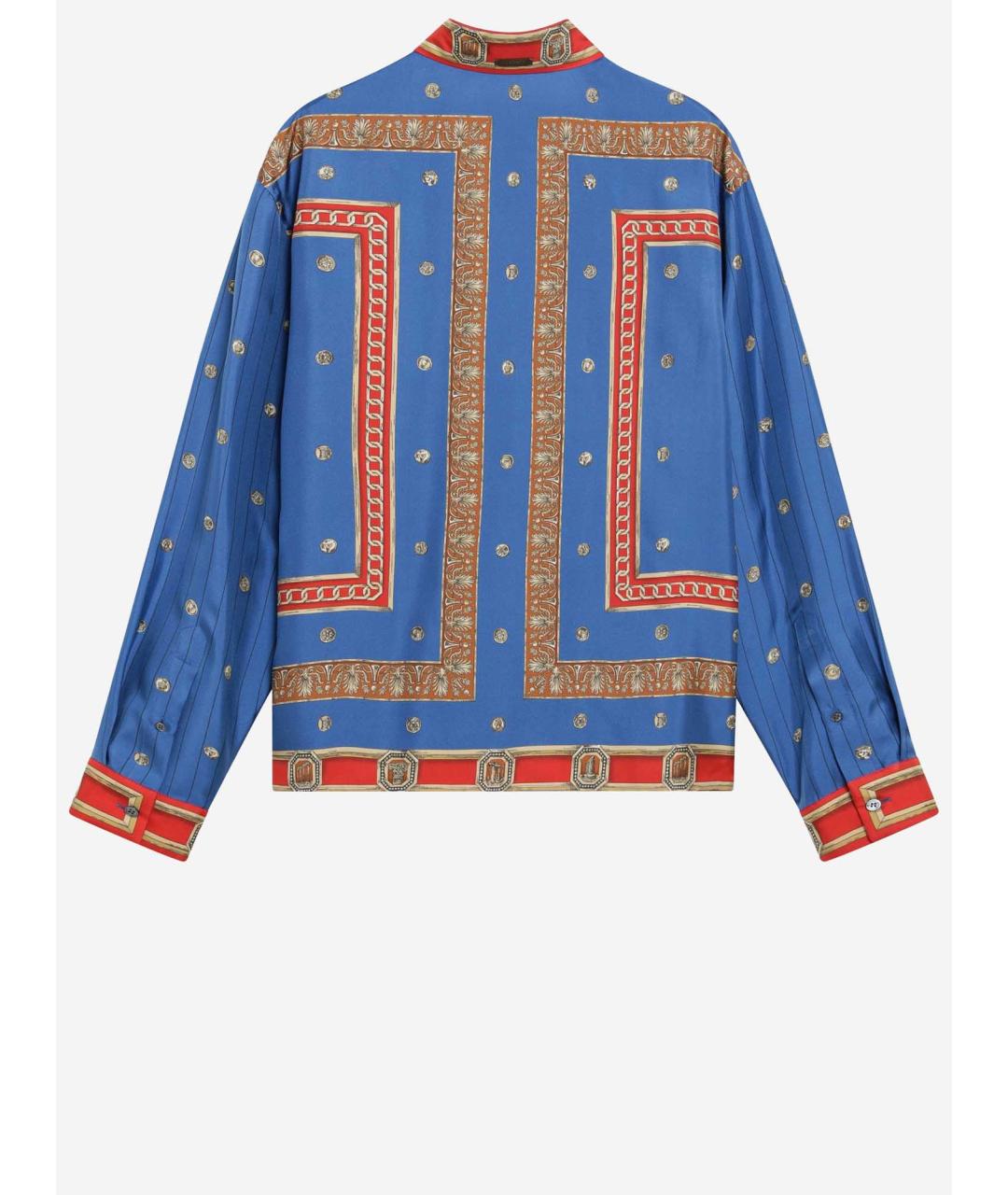 VERSACE Синяя шелковая кэжуал рубашка, фото 2