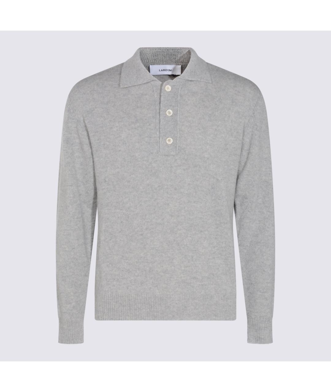 LARDINI Серое поло с длинным рукавом, фото 4