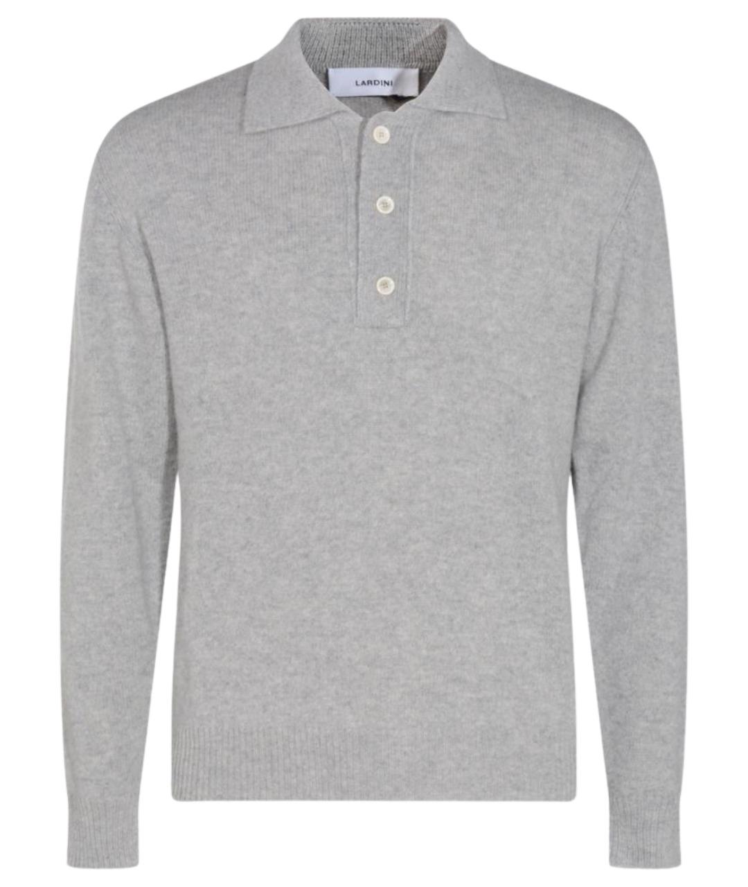 LARDINI Серое поло с длинным рукавом, фото 1