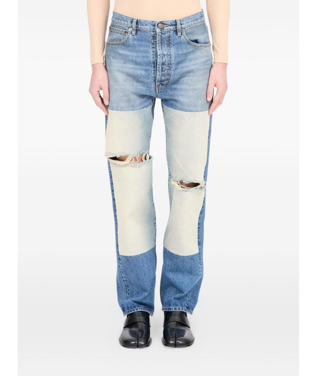 MAISON MARGIELA Синие хлопковые прямые джинсы, фото 8