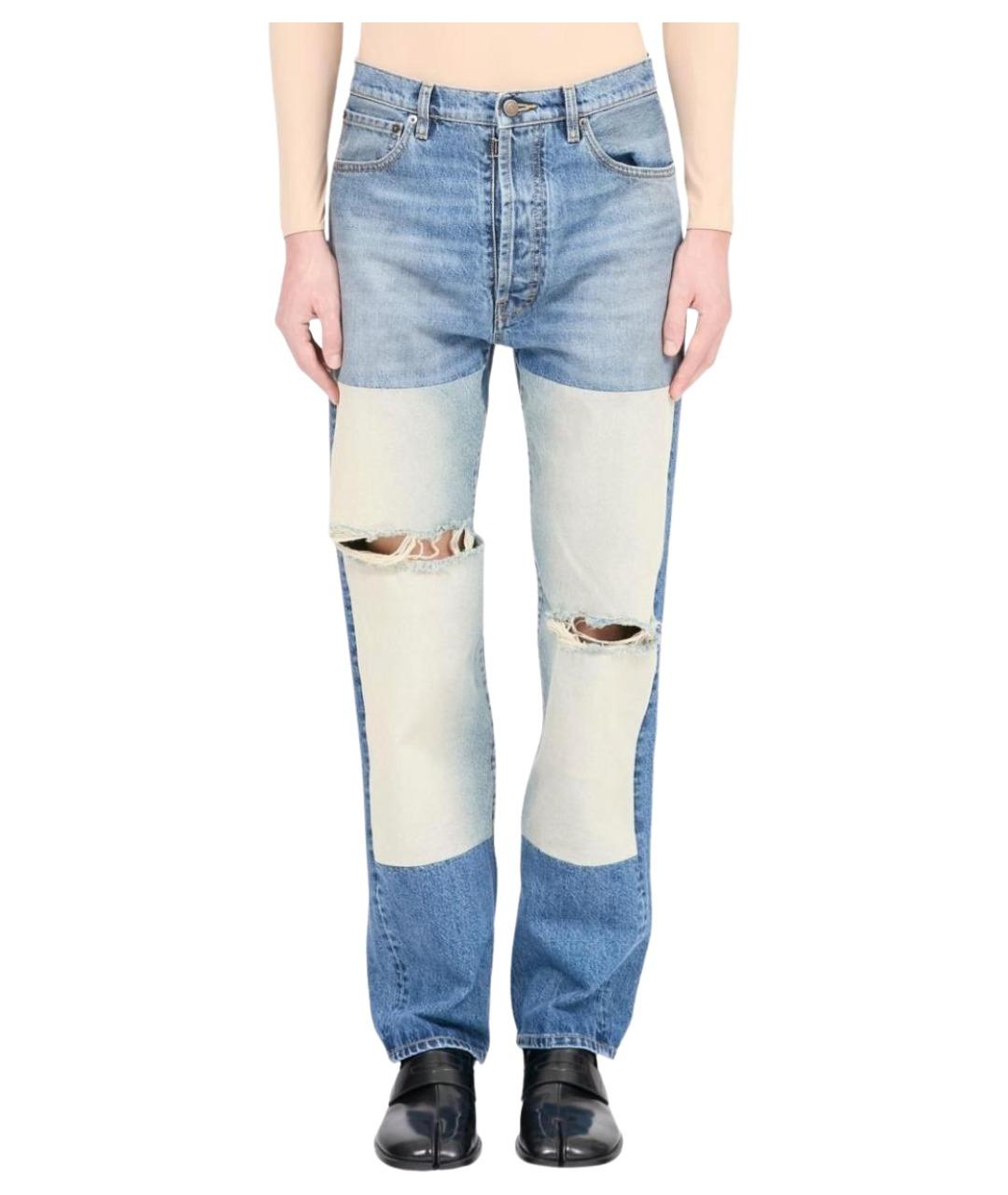 MAISON MARGIELA Синие хлопковые прямые джинсы, фото 1