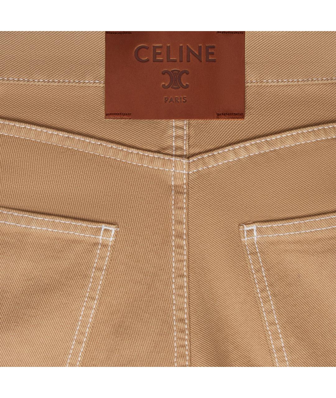 CELINE Бежевые хлопковые прямые джинсы, фото 3