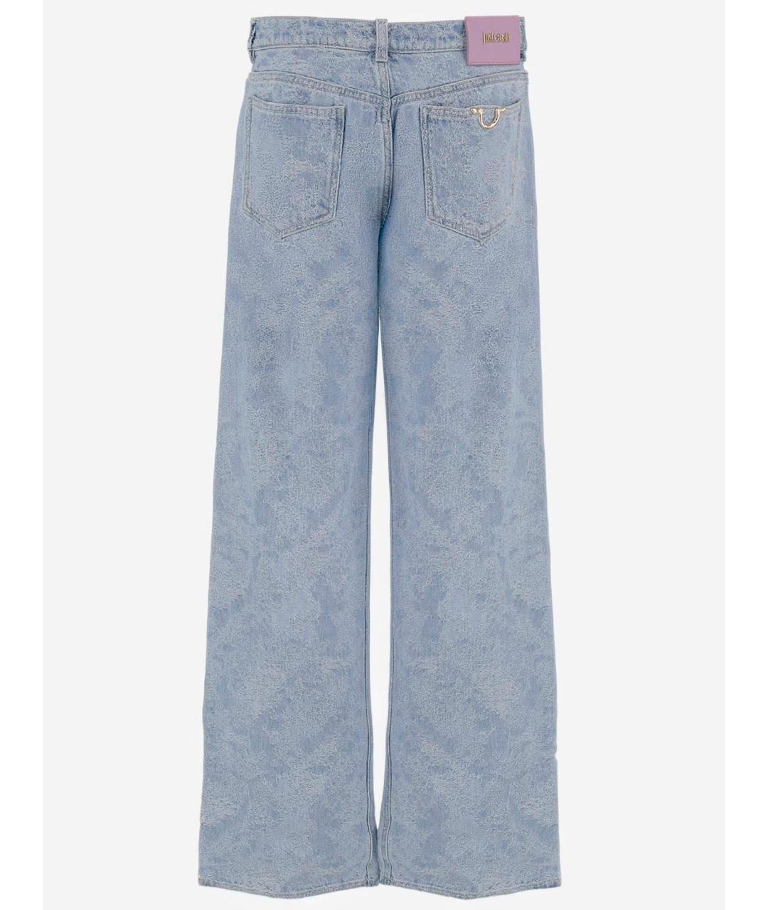 JUST CAVALLI Синие хлопковые прямые джинсы, фото 2