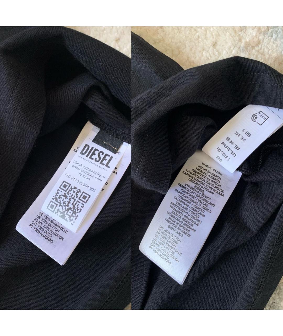 DIESEL Черная хлопковая футболка, фото 7