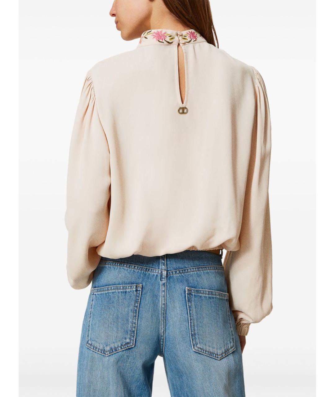 TWIN-SET Бежевая хлопковая рубашка, фото 4