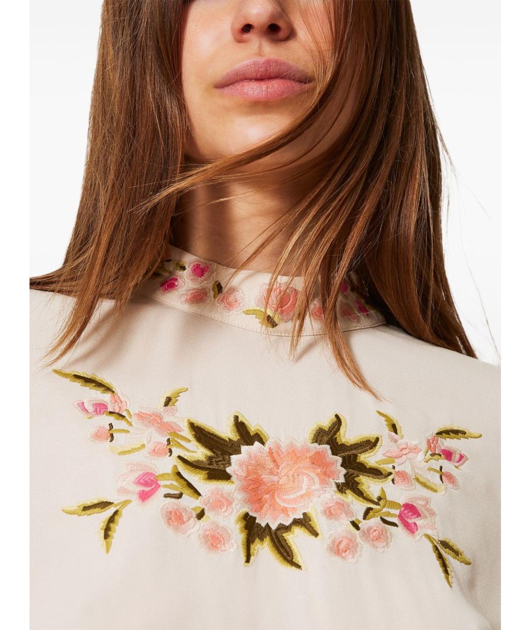 TWIN-SET Бежевая хлопковая рубашка, фото 2