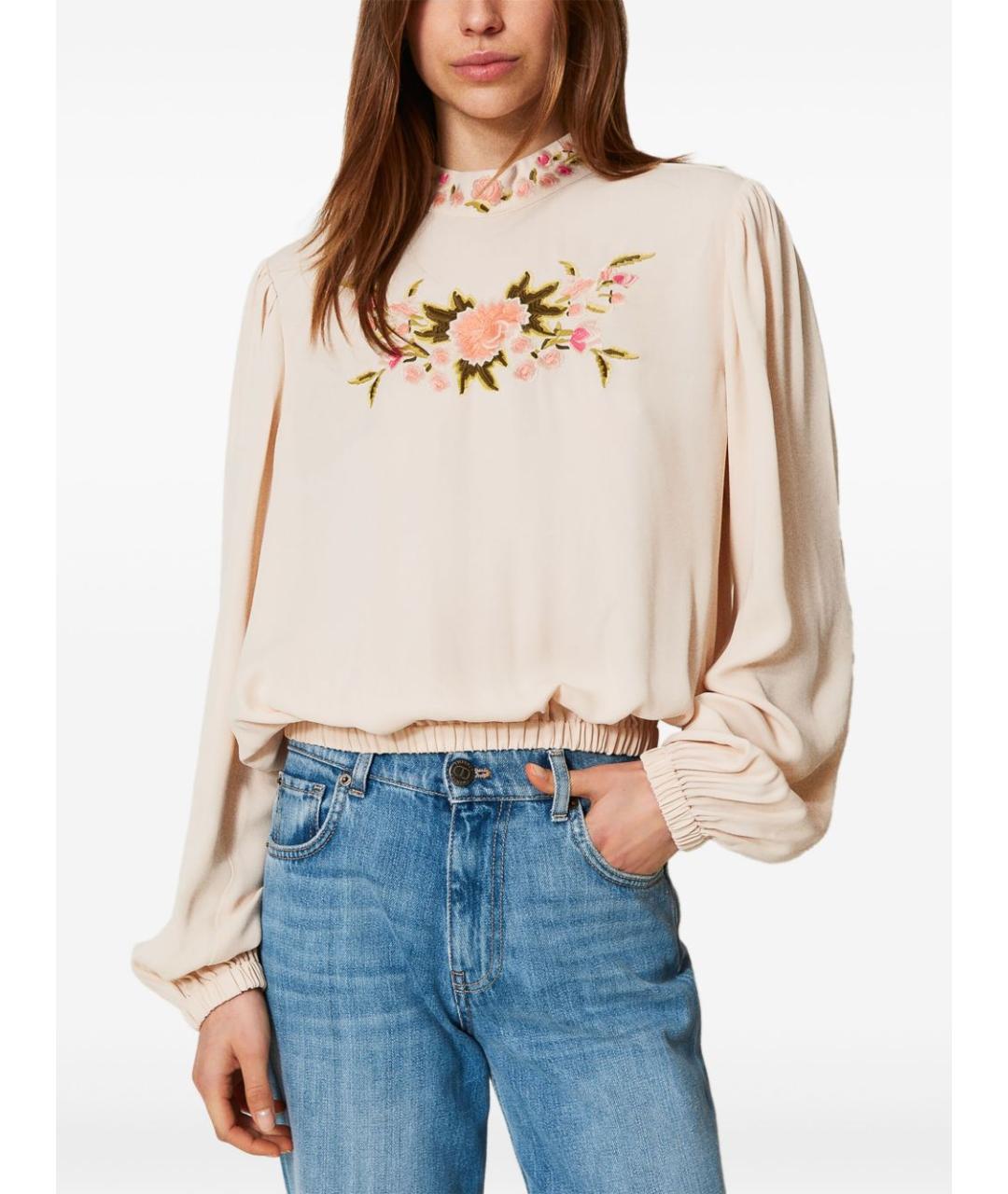 TWIN-SET Бежевая хлопковая рубашка, фото 5