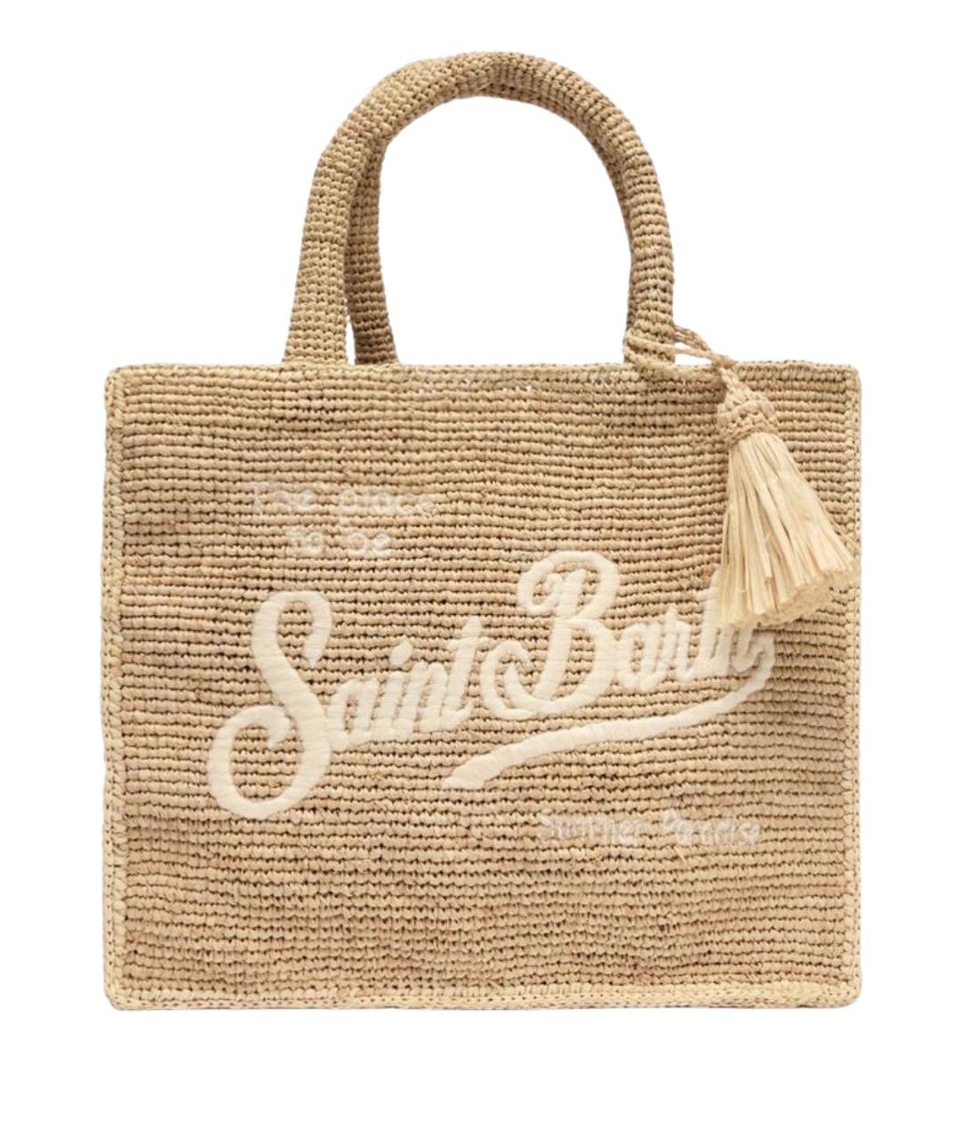 MC2 SAINT BARTH Бежевая пелетеная сумка тоут, фото 1