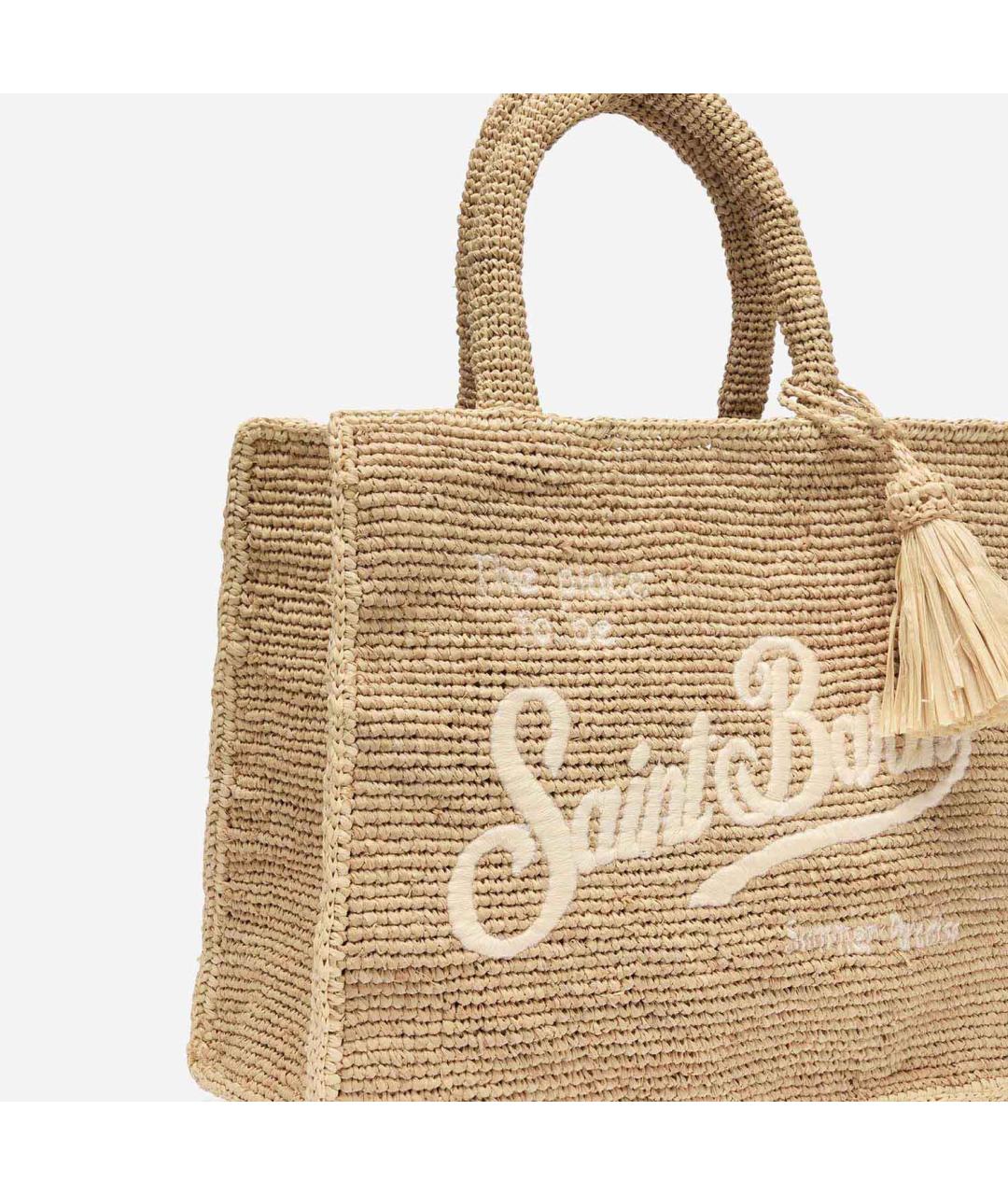 MC2 SAINT BARTH Бежевая пелетеная сумка тоут, фото 3