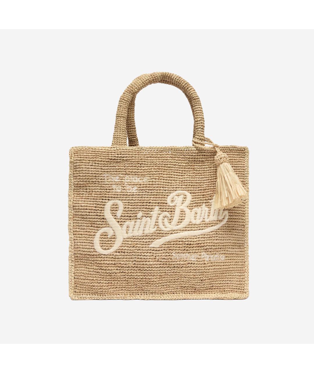 MC2 SAINT BARTH Бежевая пелетеная сумка тоут, фото 4