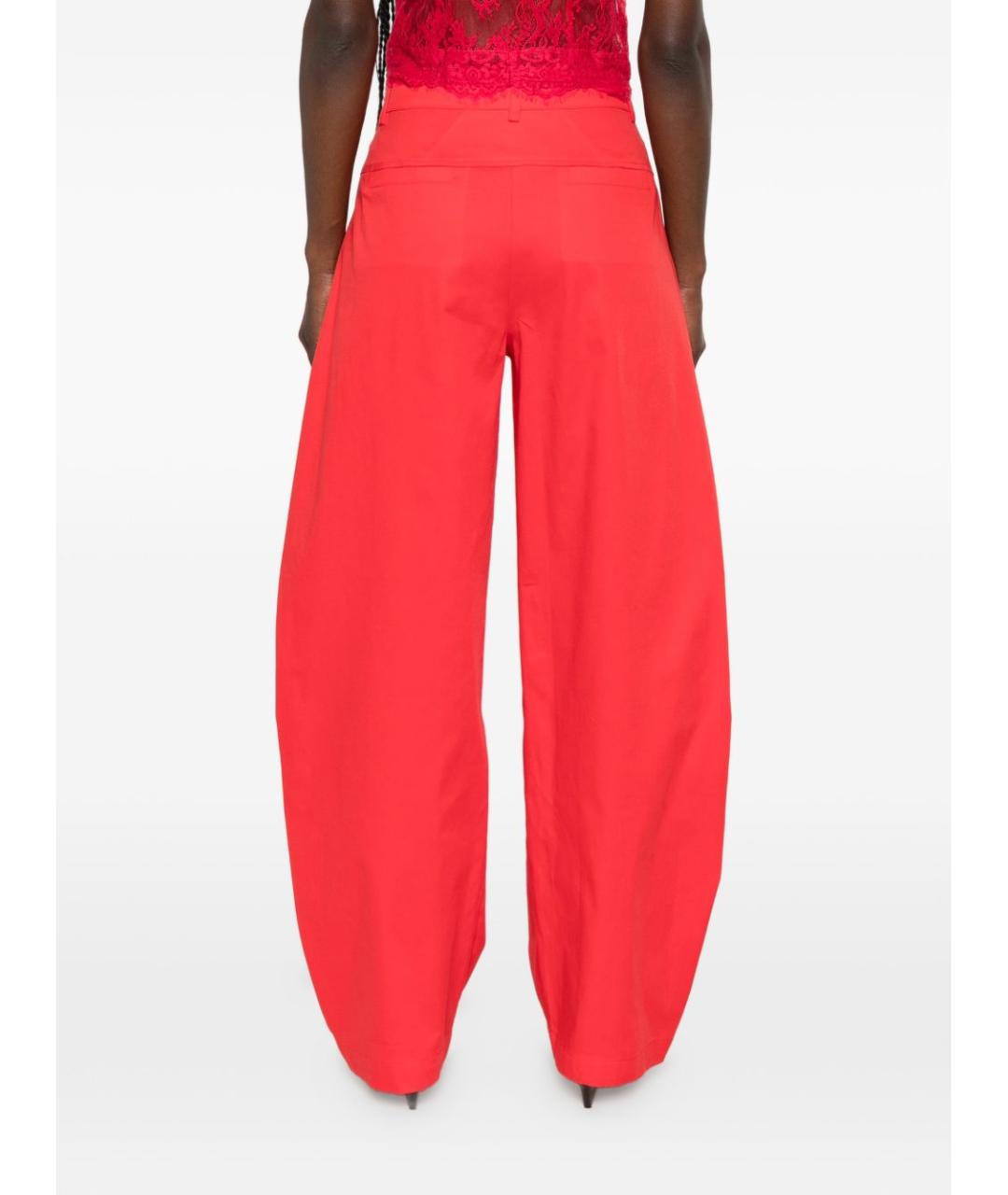 PINKO Красные хлопковые прямые брюки, фото 5