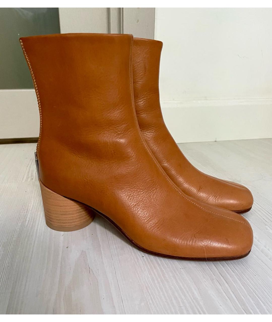 MM6 MAISON MARGIELA Горчичные кожаные ботильоны, фото 7