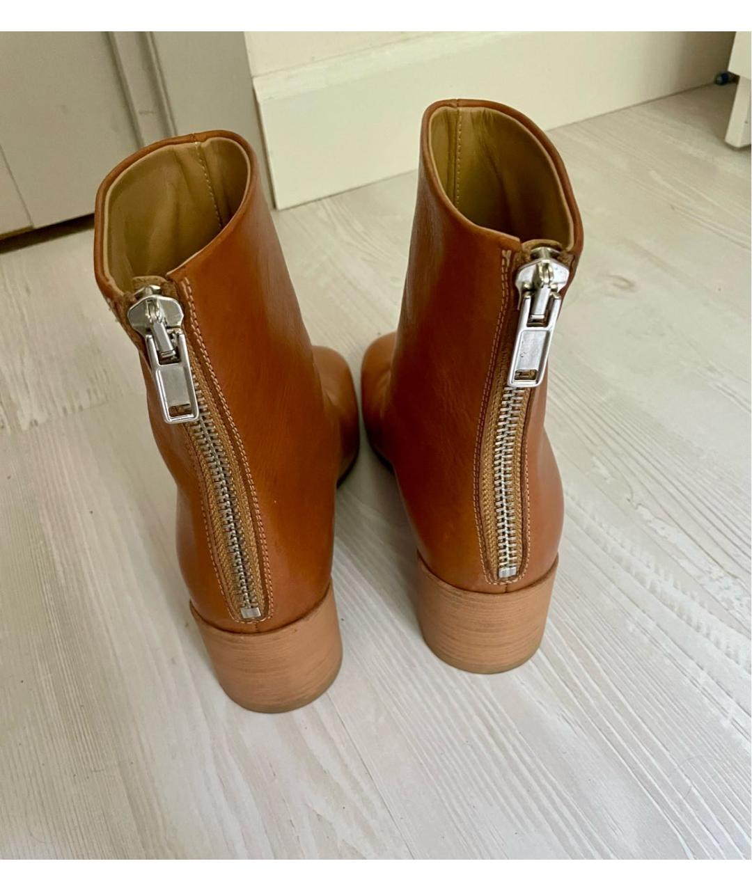 MM6 MAISON MARGIELA Горчичные кожаные ботильоны, фото 3