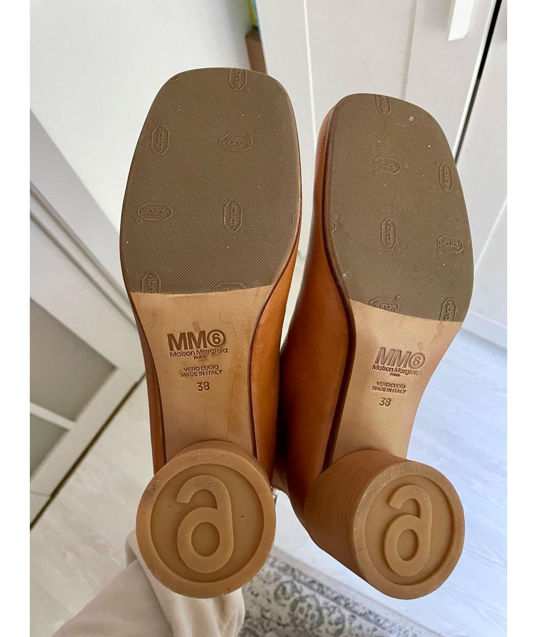 MM6 MAISON MARGIELA Горчичные кожаные ботильоны, фото 4