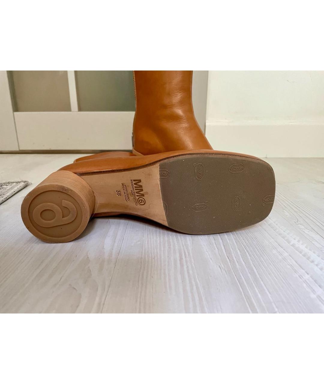 MM6 MAISON MARGIELA Горчичные кожаные ботильоны, фото 6