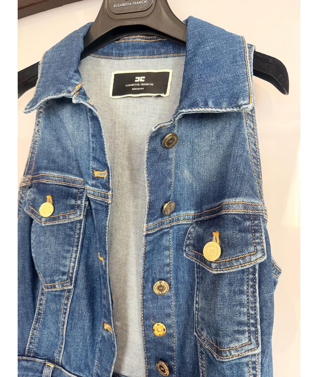 ELISABETTA FRANCHI Синее деним повседневное платье, фото 6