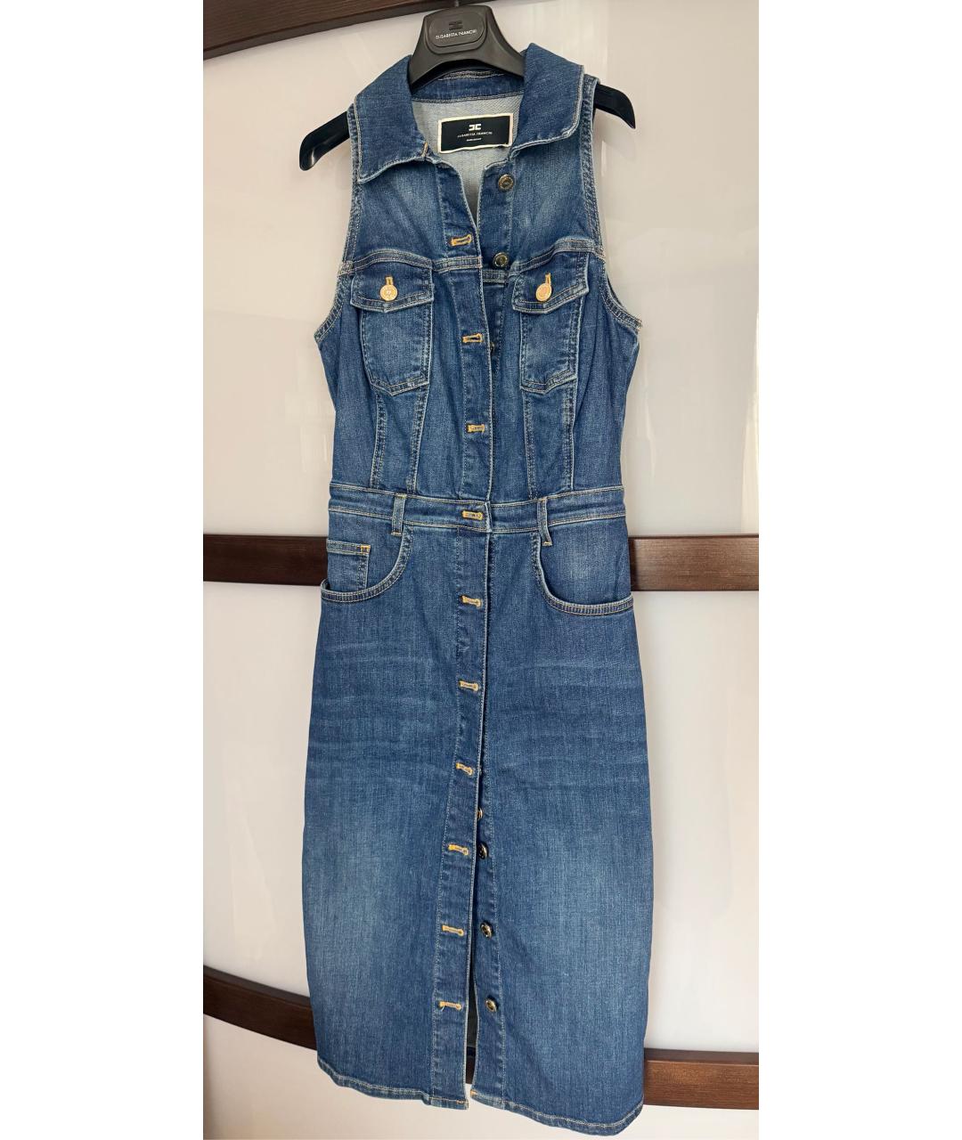 ELISABETTA FRANCHI Синее деним повседневное платье, фото 3