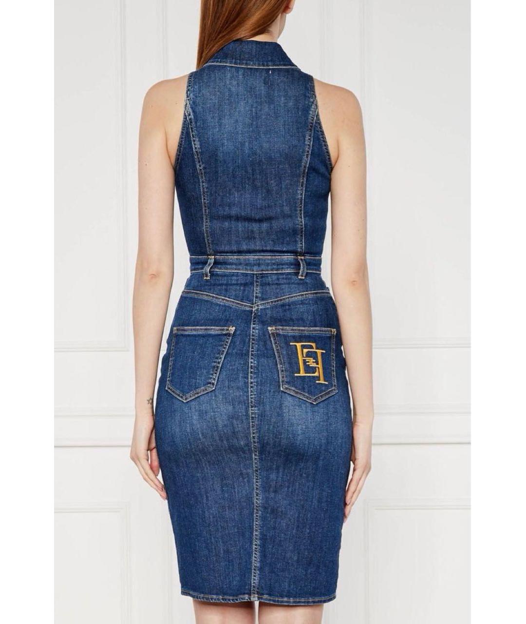 ELISABETTA FRANCHI Синее деним повседневное платье, фото 5