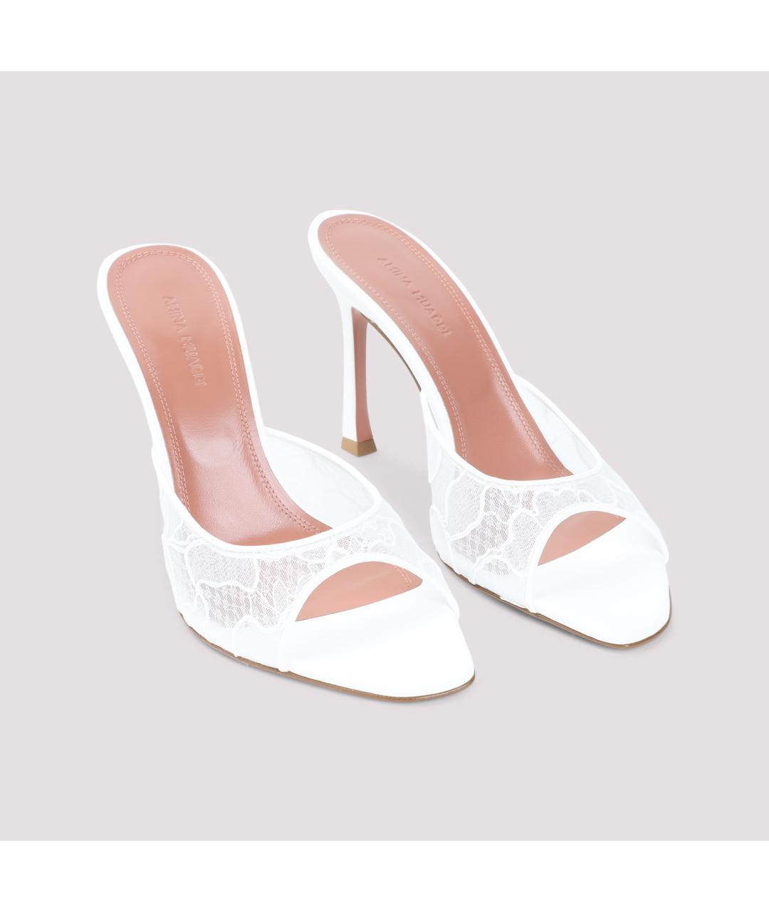 Amina Muaddi Белые кожаные мюли, фото 4