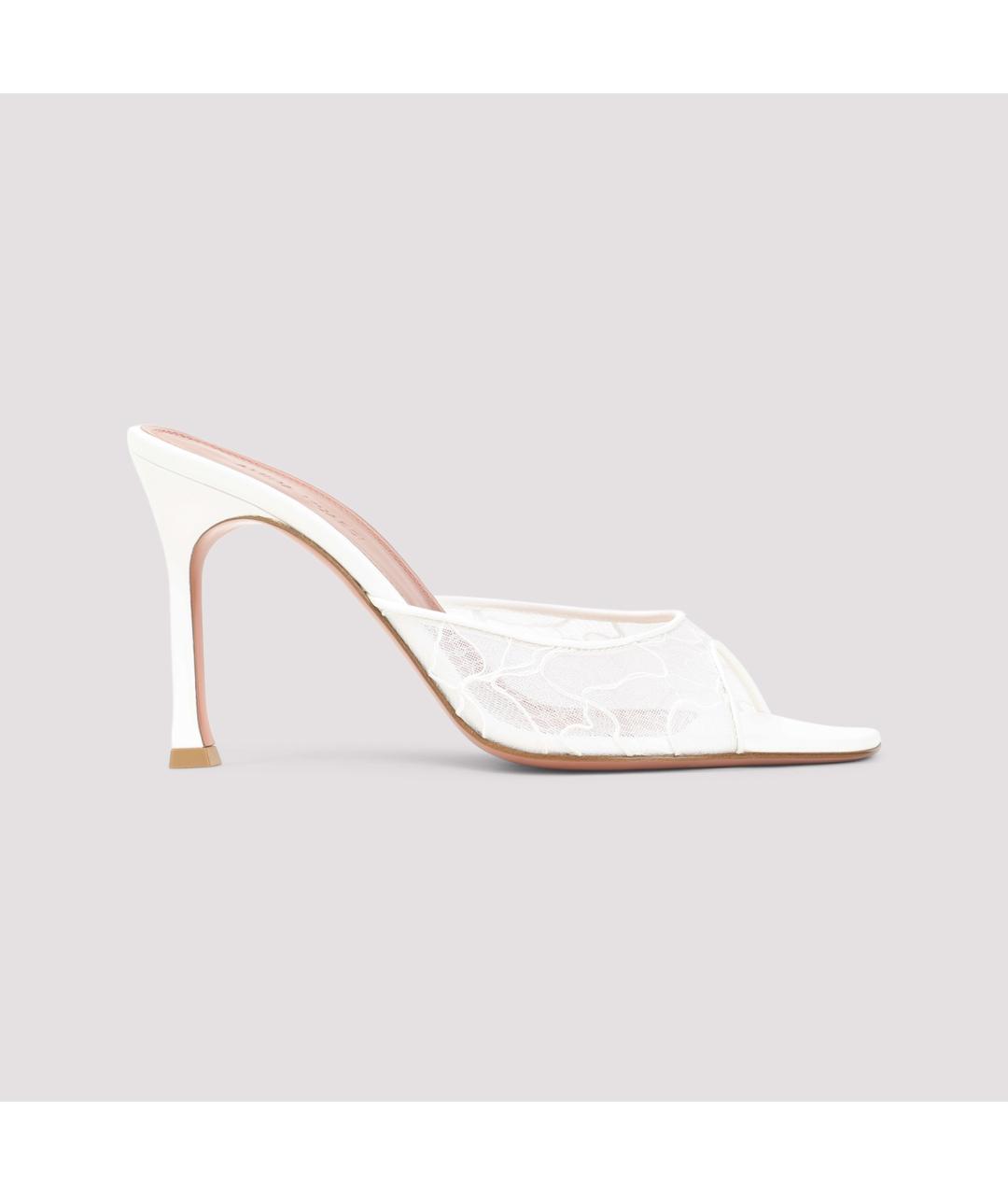 Amina Muaddi Белые кожаные мюли, фото 2