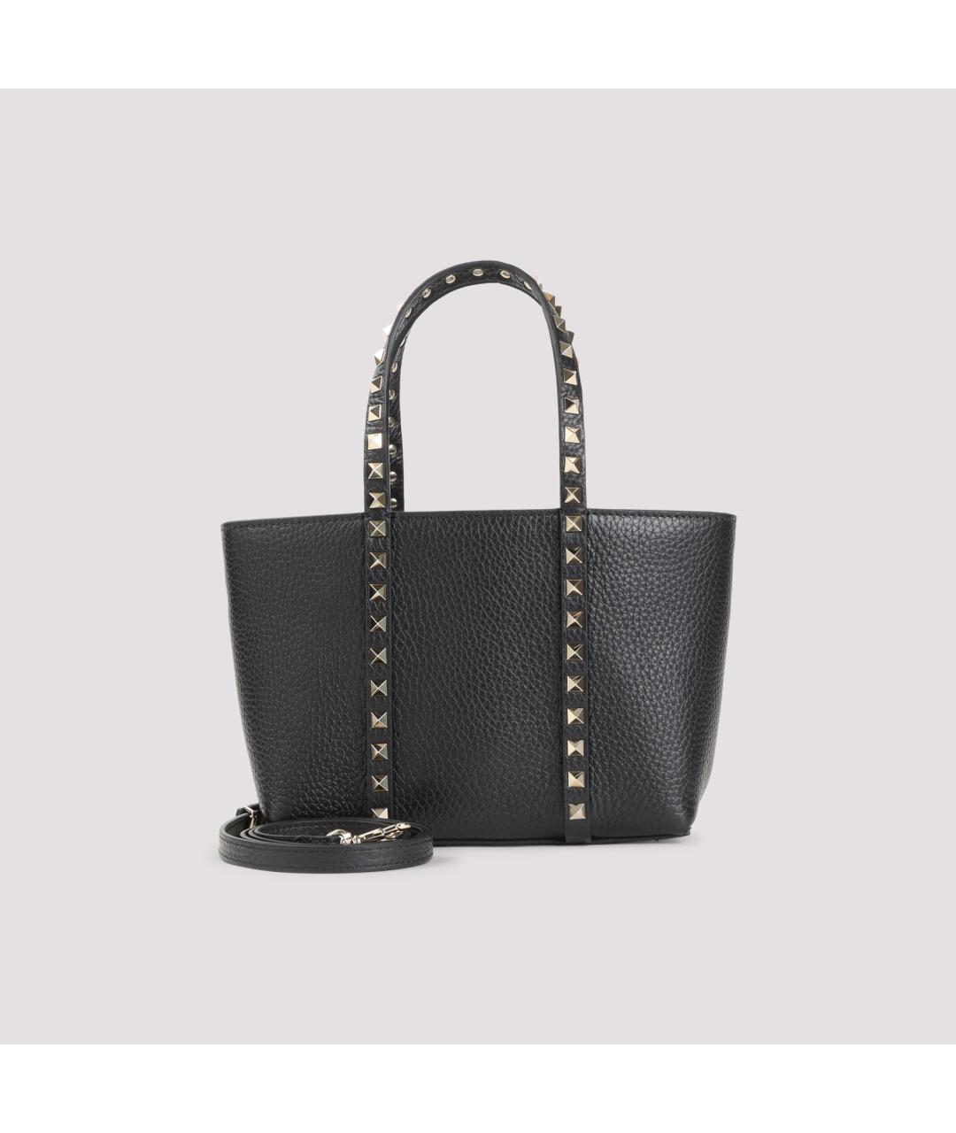 VALENTINO Черная кожаная сумка тоут, фото 2