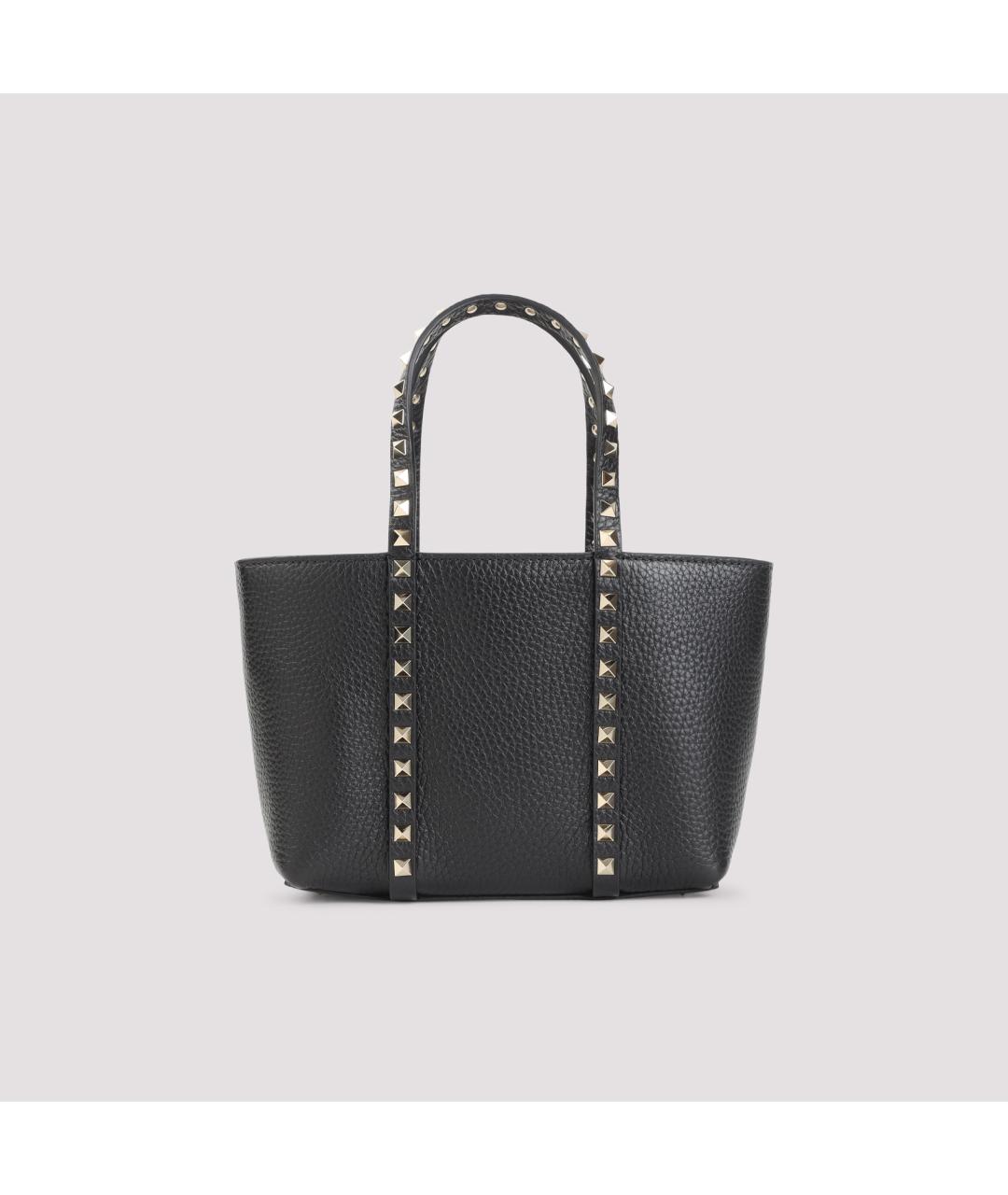 VALENTINO Черная кожаная сумка тоут, фото 3