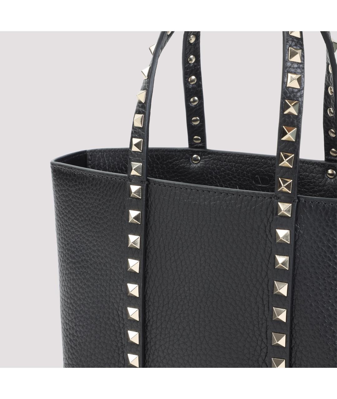 VALENTINO Черная кожаная сумка тоут, фото 4