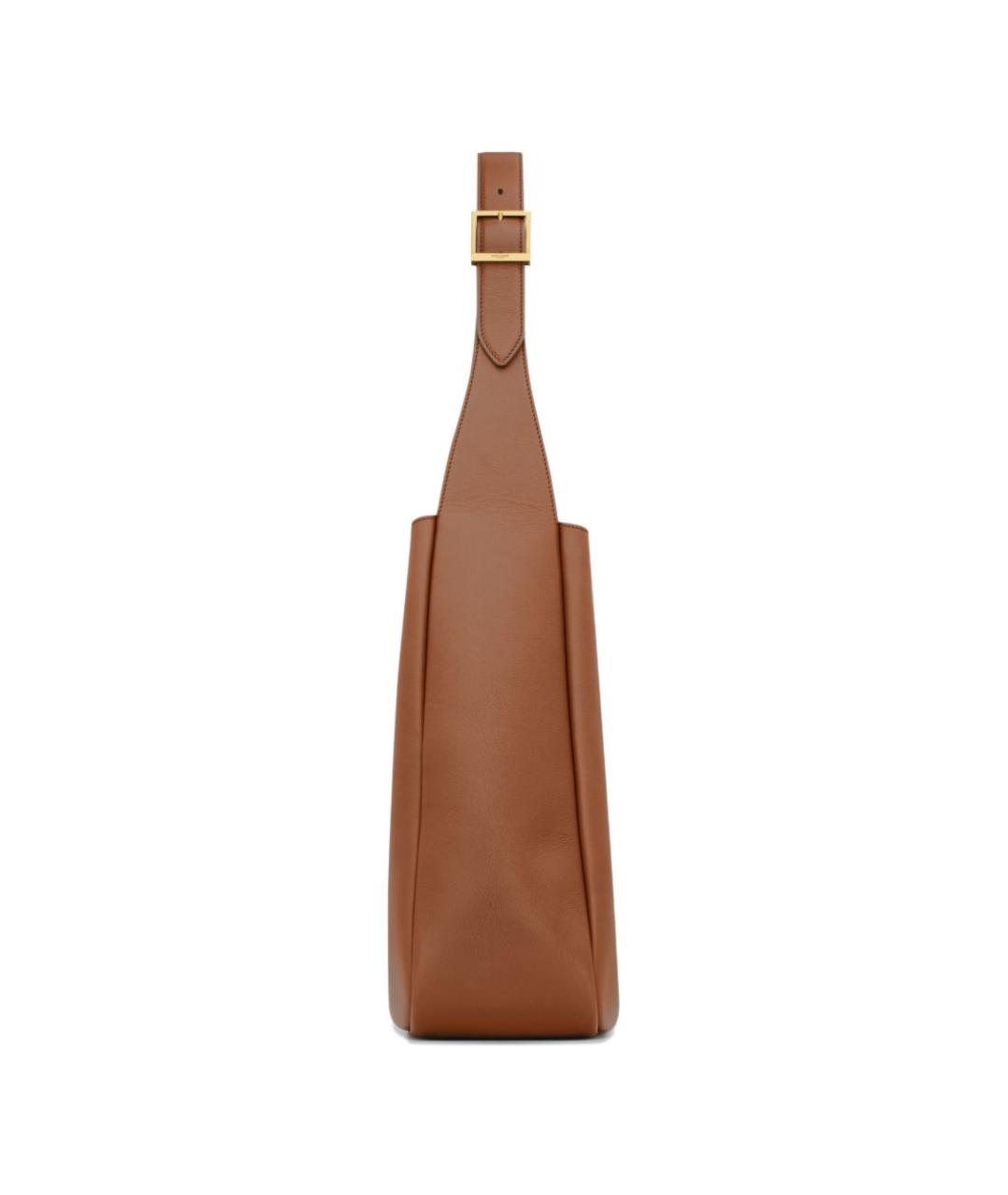 SAINT LAURENT Коричневая кожаная сумка тоут, фото 5