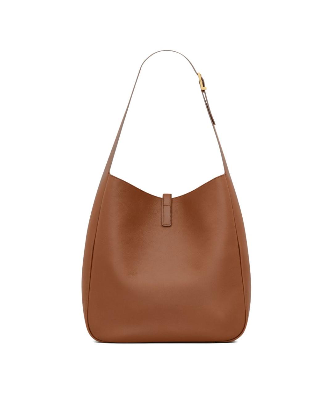 SAINT LAURENT Коричневая кожаная сумка тоут, фото 4