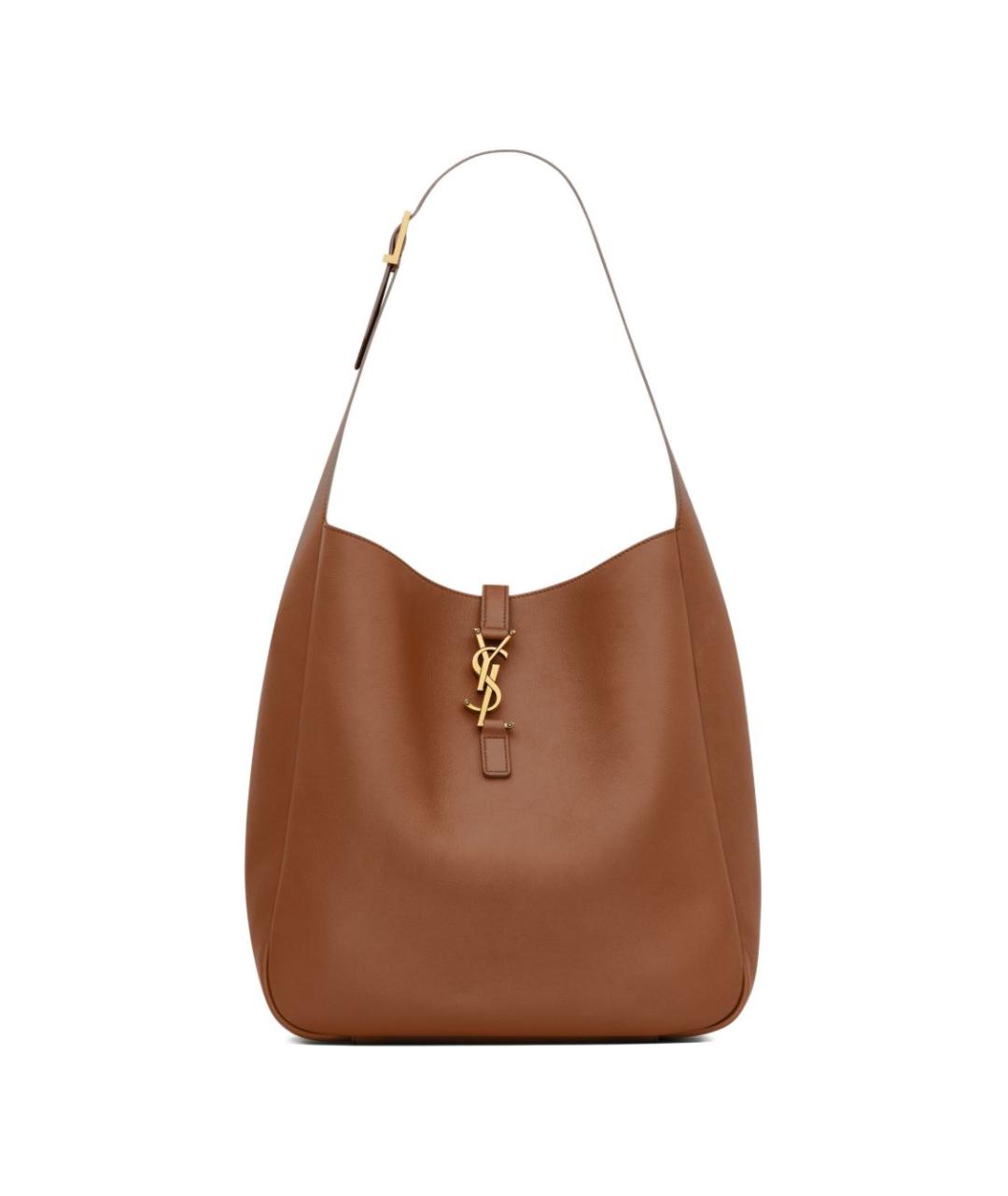 SAINT LAURENT Коричневая кожаная сумка тоут, фото 1