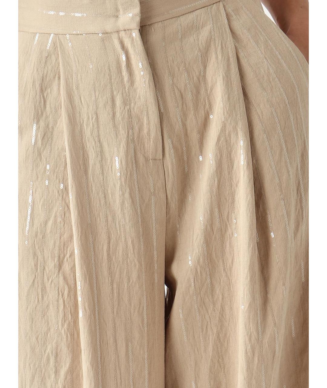 MEIMEIJ Бежевые вискозные прямые брюки, фото 3