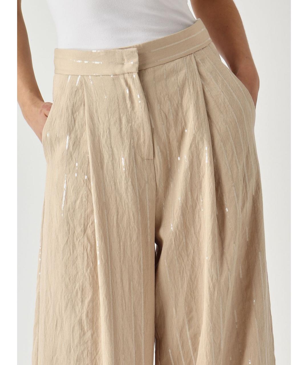 MEIMEIJ Бежевые вискозные прямые брюки, фото 5
