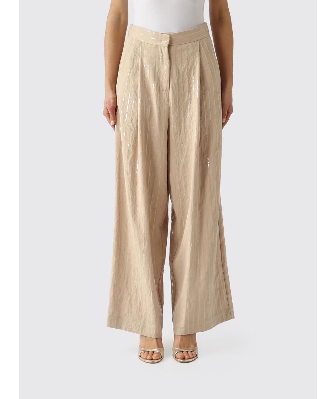 MEIMEIJ Бежевые вискозные прямые брюки, фото 6
