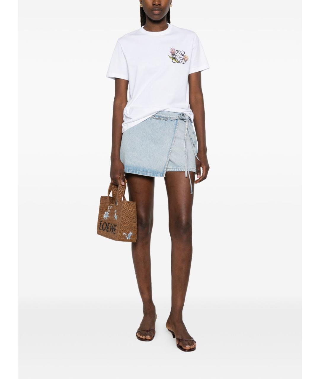 LOEWE Голубая хлопковая юбка-шорты, фото 4