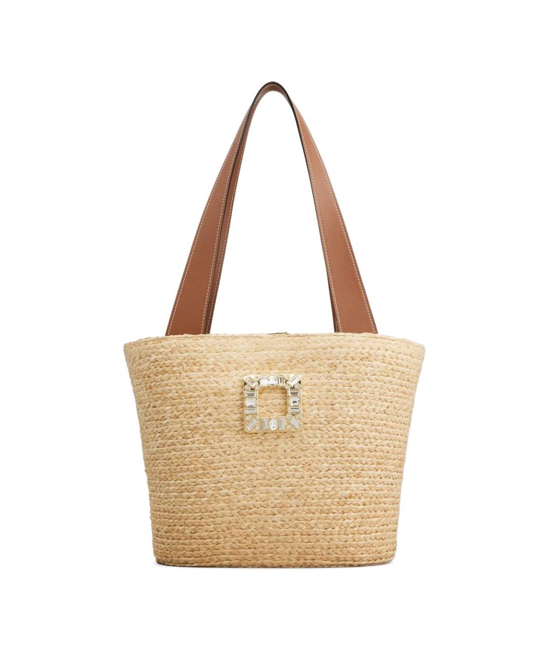 ROGER VIVIER Бежевая пелетеная сумка тоут, фото 1