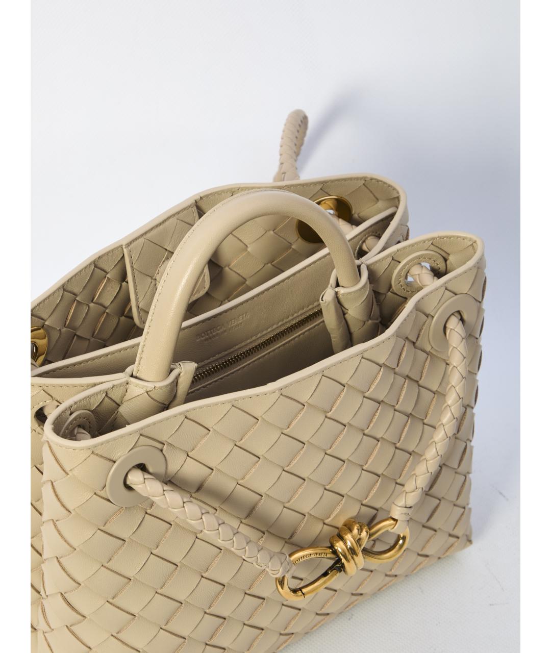 BOTTEGA VENETA Бежевая кожаная сумка с короткими ручками, фото 4
