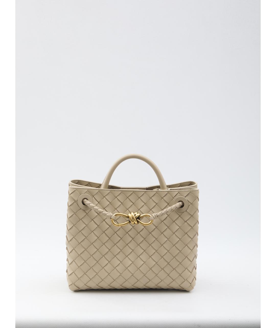 BOTTEGA VENETA Бежевая кожаная сумка с короткими ручками, фото 5