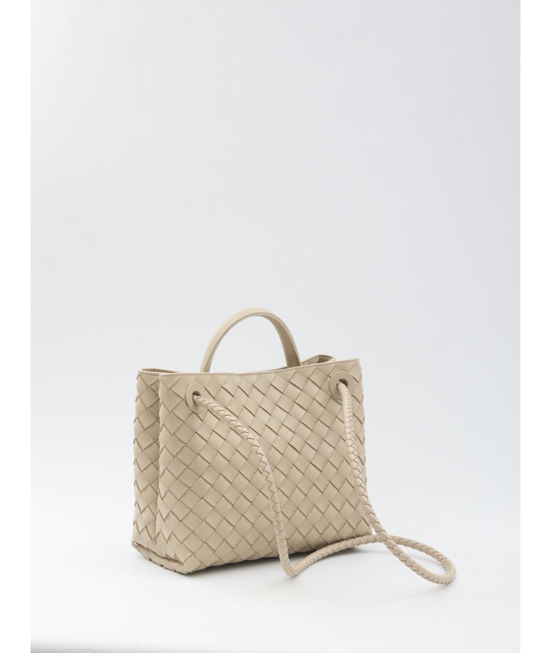 BOTTEGA VENETA Бежевая кожаная сумка с короткими ручками, фото 2