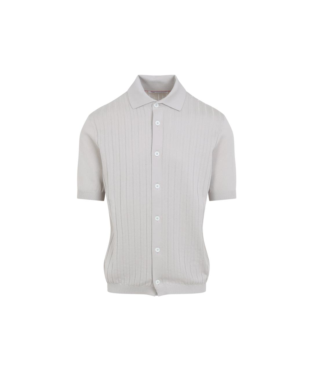 BRUNELLO CUCINELLI Серое хлопковое поло с коротким рукавом, фото 1